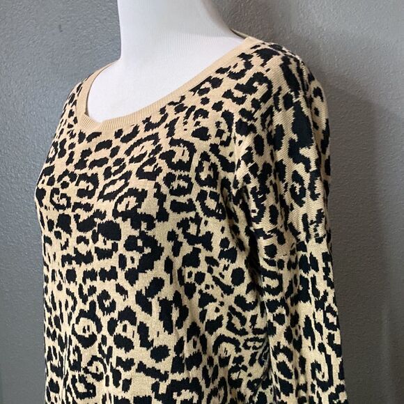 Banana Republic Leopard 3/4 Sleeve Sweater Tunic Top - Picture 2 of 8